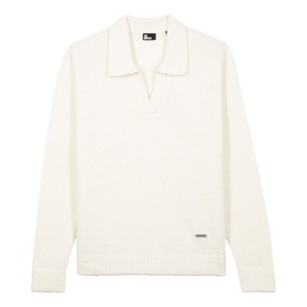 Logo Plaque Brushed Polo Sweater