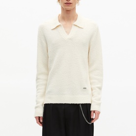 Logo Plaque Brushed Polo Sweater