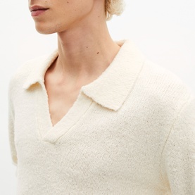 Logo Plaque Brushed Polo Sweater