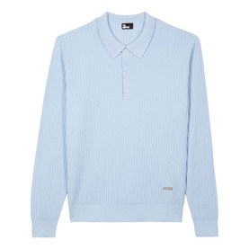 Ribbed Knit Polo Shirt