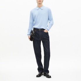 Ribbed Knit Polo Shirt