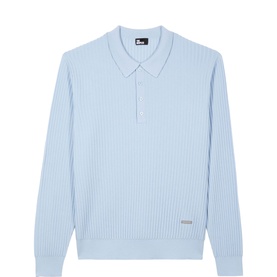 Ribbed Knit Polo Shirt