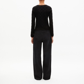 Pearl Rhinestone Embellished Knitted Sweater