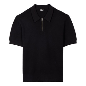 Embroidered Logo Zip Polo Shirt