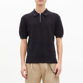 Embroidered Logo Zip Polo Shirt