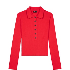 Rib Knit Polo Sweater