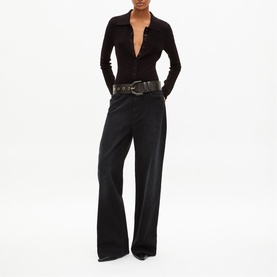 Ribbed Knit Polo Bodysuit