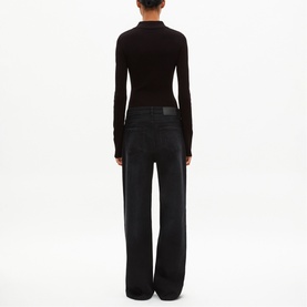 Ribbed Knit Polo Bodysuit
