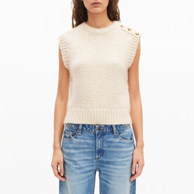 Buttoned Shoulder Knitted Vest