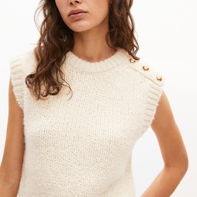 Buttoned Shoulder Knitted Vest