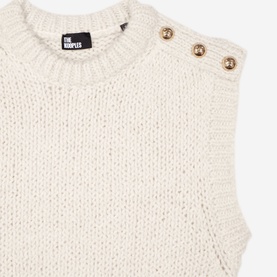 Buttoned Shoulder Knitted Vest