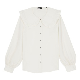 Frilled Collar Silk Shirt