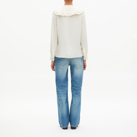 Frilled Collar Silk Shirt