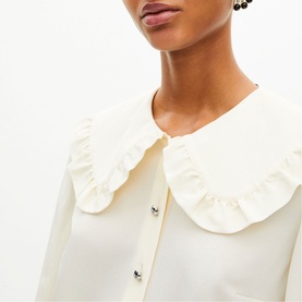 Frilled Collar Silk Shirt