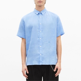 Embroidered Logo Linen Casual Shirt