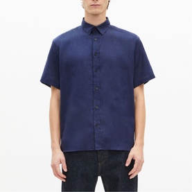 Embroidered Logo Linen Casual Shirt