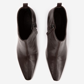 Lizard-Effect Leather Boots