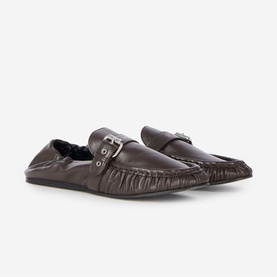 Buckle Strap Leather Loafers
