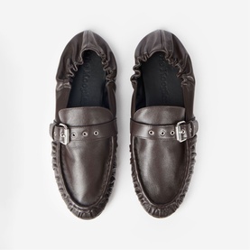Buckle Strap Leather Loafers