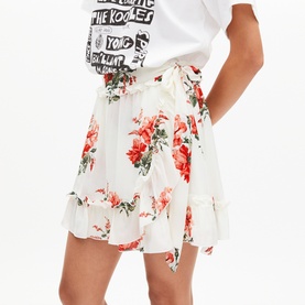 Floral Ruffled Mini Skirt