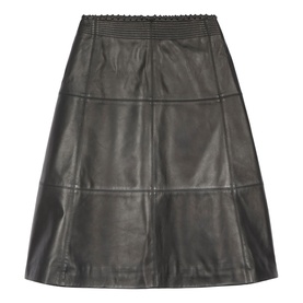 Lace Trim Leather Skirt