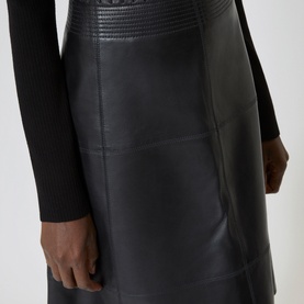 Lace Trim Leather Skirt