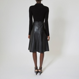 Lace Trim Leather Skirt