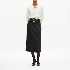 Satin Slit Pencil Skirt