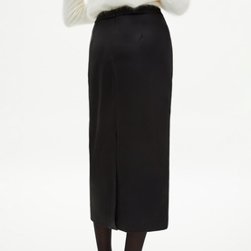 Satin Slit Pencil Skirt