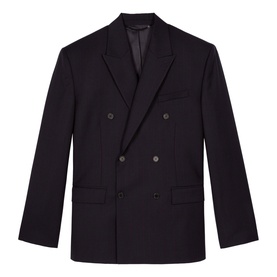 Pinstripe Double-Breasted Suit Jacket