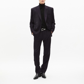 Pinstripe Double-Breasted Suit Jacket