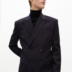 Pinstripe Double-Breasted Suit Jacket