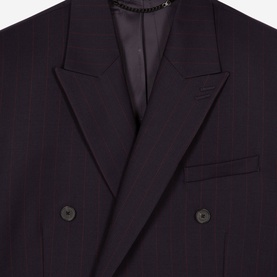 Pinstripe Double-Breasted Suit Jacket