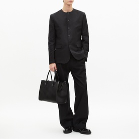 Single-Breasted Collarless Jacket