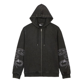 Snake Sleeve Drawstring Zip Hoodie