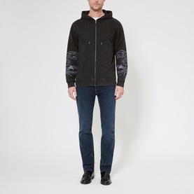 Snake Sleeve Drawstring Zip Hoodie