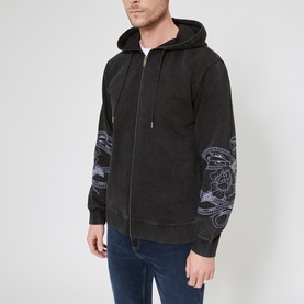 Snake Sleeve Drawstring Zip Hoodie