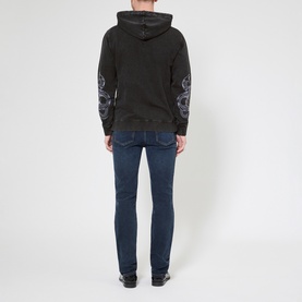 Snake Sleeve Drawstring Zip Hoodie