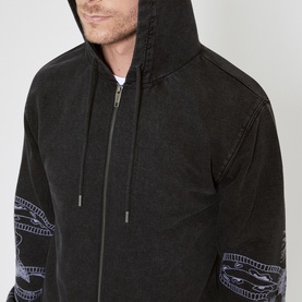 Snake Sleeve Drawstring Zip Hoodie