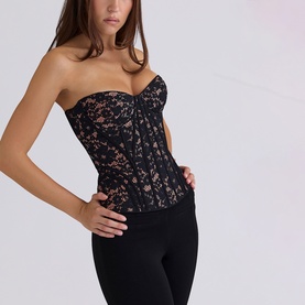 Solaine Floral Lace Boned Corset Top