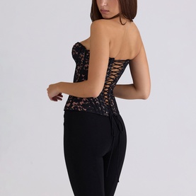 Solaine Floral Lace Boned Corset Top