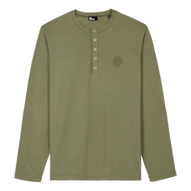 Crest Logo Long-Sleeved Henley T-Shirt