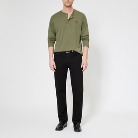 Crest Logo Long-Sleeved Henley T-Shirt