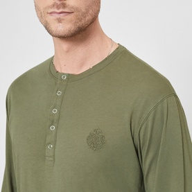 Crest Logo Long-Sleeved Henley T-Shirt
