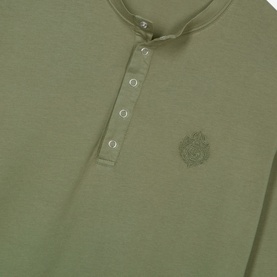 Crest Logo Long-Sleeved Henley T-Shirt