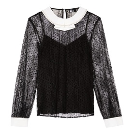Plumetis Embellished Lace Top