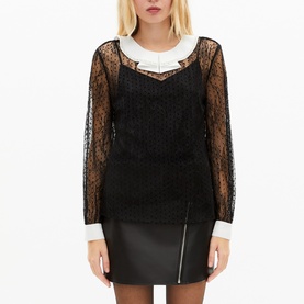 Plumetis Embellished Lace Top