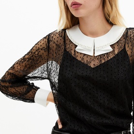 Plumetis Embellished Lace Top