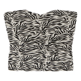 Zebra Print Gathered Bustier Top