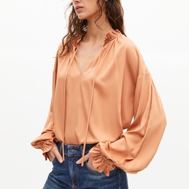 Tie Neck Ruffled Blouse